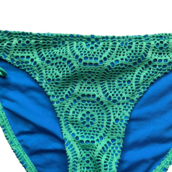 Aerie American Eagle Swim Suit Bottoms Bikini Womens Small Green Blue New Lace - Picture 3 of 9